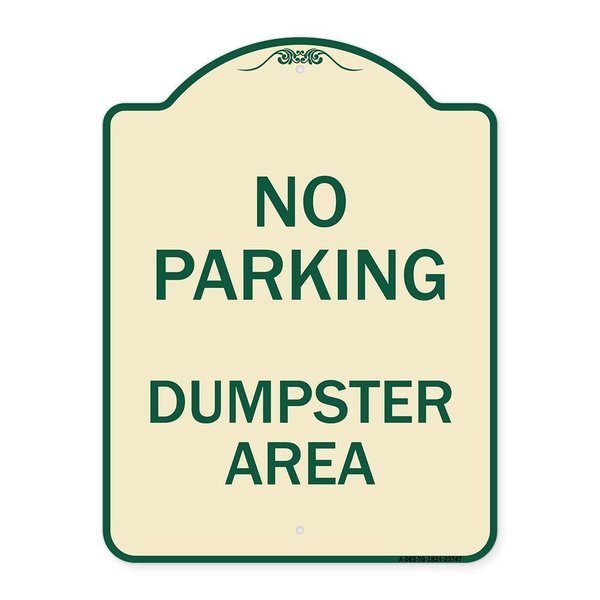 Signmission No Parking Dumpster Area Heavy-Gauge Aluminum Architectural Sign, 24" x 18", TG-1824-23747 A-DES-TG-1824-23747